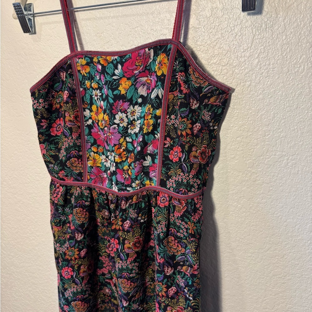 Luis-Mari Tokyo 60s Vintage Floral & Bird Print Midi Dress and Cardigan Size XS